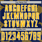Custom Navy Gold-White Curve Lines Sports Sublimation Soccer Uniform Jersey