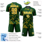 Custom Green Yellow-White Curve Lines Sports Sublimation Soccer Uniform Jersey