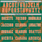 Custom Kelly Green Orange-White Curve Lines Sports Sublimation Soccer Uniform Jersey