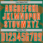 Custom Kelly Green Orange-White Curve Lines Sports Sublimation Soccer Uniform Jersey