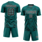Custom Teal Black-White Curve Lines Sports Sublimation Soccer Uniform Jersey
