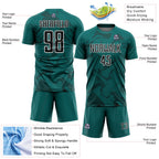 Custom Teal Black-White Curve Lines Sports Sublimation Soccer Uniform Jersey
