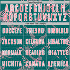 Custom Teal Medium Pink-White Curve Lines Sports Sublimation Soccer Uniform Jersey