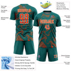 Custom Teal Orange-White Curve Lines Sports Sublimation Soccer Uniform Jersey