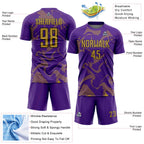 Custom Purple Old Gold-Black Curve Lines Sports Sublimation Soccer Uniform Jersey
