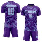 Custom Purple Light Blue-White Curve Lines Sports Sublimation Soccer Uniform Jersey