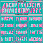 Custom Aqua Pink-White Curve Lines Sports Sublimation Soccer Uniform Jersey