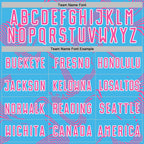 Custom Sky Blue Pink-White Curve Lines Sports Sublimation Soccer Uniform Jersey