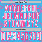 Custom Sky Blue Pink-White Curve Lines Sports Sublimation Soccer Uniform Jersey