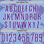 Custom Light Blue Purple-White Curve Lines Sports Sublimation Soccer Uniform Jersey