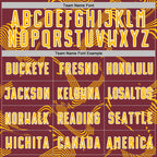 Custom Burgundy Gold-White Curve Lines Sports Sublimation Soccer Uniform Jersey