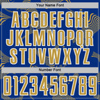 Custom Royal Old Gold-White Curve Lines Sports Sublimation Soccer Uniform Jersey