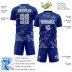 Custom Royal Gray-White Curve Lines Sports Sublimation Soccer Uniform Jersey