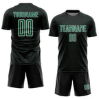 Custom Black Kelly Green-White Geometric Shape Sports Sublimation Soccer Uniform Jersey