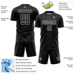 Custom Black White Geometric Shape Sports Sublimation Soccer Uniform Jersey