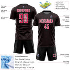 Custom Black Neon Pink-White Geometric Shape Sports Sublimation Soccer Uniform Jersey