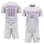 Custom White Purple Geometric Shape Sports Sublimation Soccer Uniform Jersey