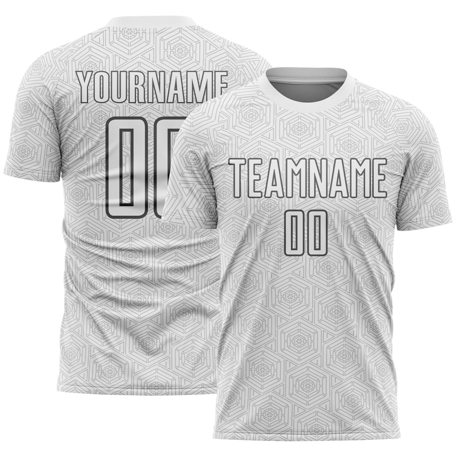 Custom White Steel Gray Geometric Shape Sports Sublimation Soccer Uniform Jersey