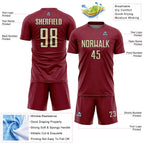 Custom Crimson Cream-Black Geometric Shape Sports Sublimation Soccer Uniform Jersey