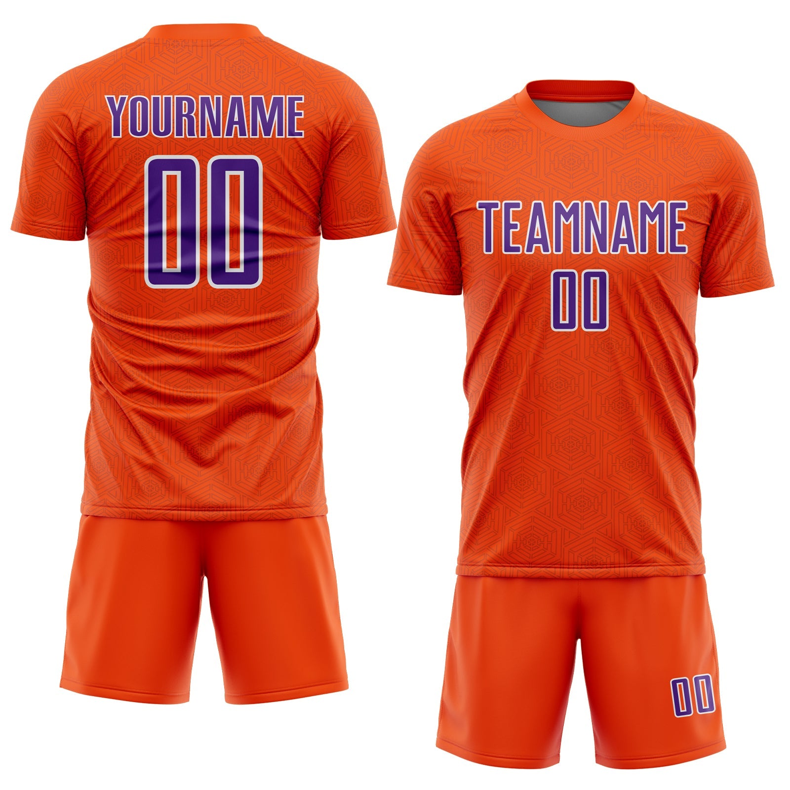 Custom Orange Purple-White Geometric Shape Sports Sublimation Soccer Uniform Jersey