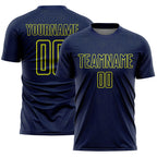 Custom Navy Neon Yellow Geometric Shape Sports Sublimation Soccer Uniform Jersey