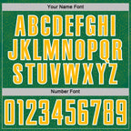 Custom Kelly Green Gold-White Geometric Shape Sports Sublimation Soccer Uniform Jersey