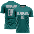 Custom Teal Gray-White Geometric Shape Sports Sublimation Soccer Uniform Jersey
