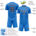 Custom Powder Blue Navy-White Geometric Shape Sports Sublimation Soccer Uniform Jersey