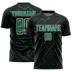 Custom Black Kelly Green-White Lightning Sports Sublimation Soccer Uniform Jersey