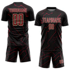 Custom Black Crimson-Cream Lightning Sports Sublimation Soccer Uniform Jersey