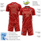 Custom Red Cream Lightning Sports Sublimation Soccer Uniform Jersey