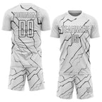 Custom White Steel Gray Lightning Sports Sublimation Soccer Uniform Jersey