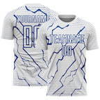 Custom White Royal Lightning Sports Sublimation Soccer Uniform Jersey