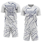 Custom White Navy Lightning Sports Sublimation Soccer Uniform Jersey