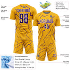 Custom Gold Purple-White Lightning Sports Sublimation Soccer Uniform Jersey