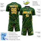 Custom Green Yellow-White Lightning Sports Sublimation Soccer Uniform Jersey