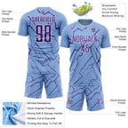 Custom Light Blue Purple-White Lightning Sports Sublimation Soccer Uniform Jersey