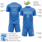 Custom Powder Blue Orange-White Lightning Sports Sublimation Soccer Uniform Jersey