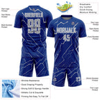 Custom Royal Gray-White Lightning Sports Sublimation Soccer Uniform Jersey