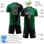 Custom Kelly Green Black-White Lines Sports Sublimation Soccer Uniform Jersey