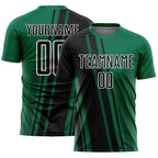 Custom Kelly Green Black-White Lines Sports Sublimation Soccer Uniform Jersey