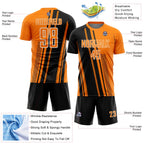 Custom Bay Orange Black-White Lines Sports Sublimation Soccer Uniform Jersey