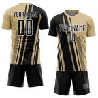 Custom Vegas Gold Black-White Lines Sports Sublimation Soccer Uniform Jersey