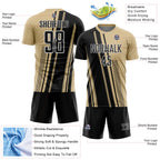 Custom Vegas Gold Black-White Lines Sports Sublimation Soccer Uniform Jersey