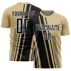 Custom Vegas Gold Black-White Lines Sports Sublimation Soccer Uniform Jersey