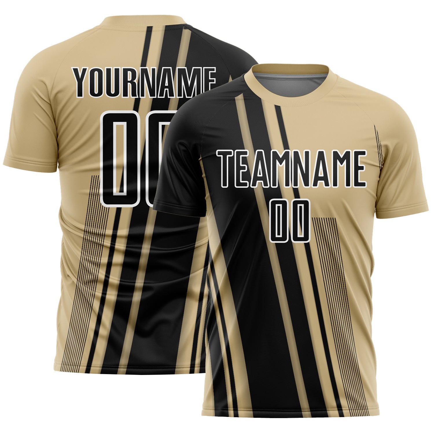 Custom Vegas Gold Black-White Lines Sports Sublimation Soccer Uniform Jersey