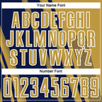 Custom Old Gold Navy-White Lines Sports Sublimation Soccer Uniform Jersey