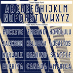 Custom Cream Navy-White Lines Sports Sublimation Soccer Uniform Jersey