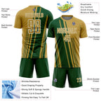 Custom Old Gold Green-White Lines Sports Sublimation Soccer Uniform Jersey