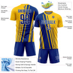 Custom Yellow Royal-White Lines Sports Sublimation Soccer Uniform Jersey